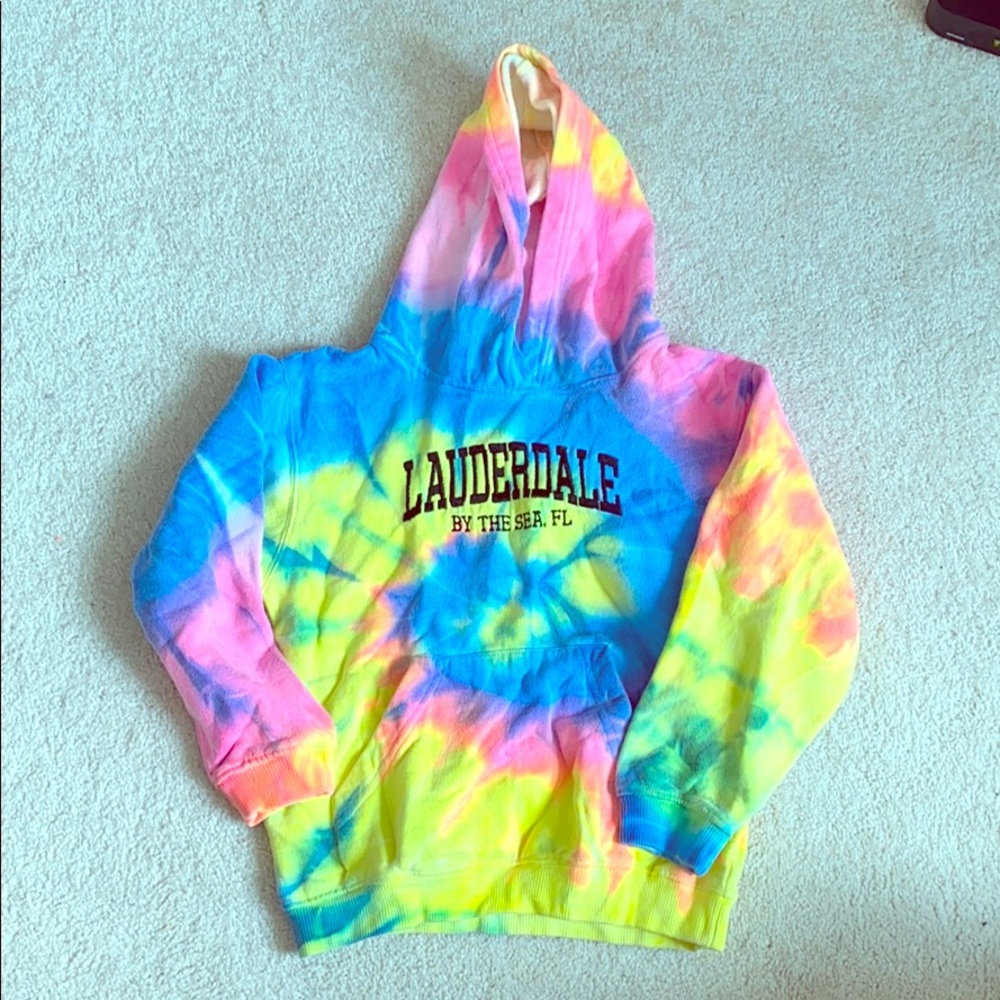 Lauderdale by the Sea rainbow tie-dye hoodie